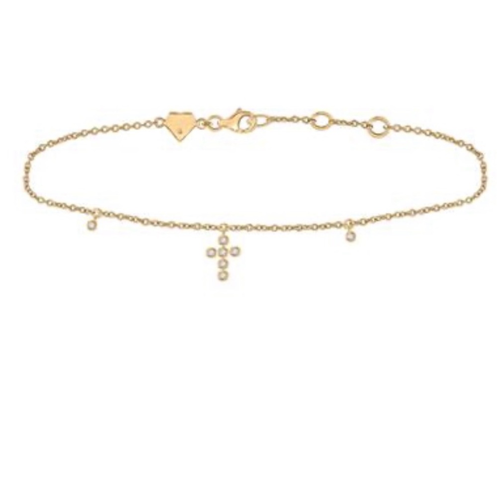Real diamond cross faith bracelet, earth mined custom made natural diamond gift